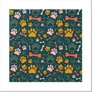 Dog Paw Colorful Pattern Posters and Art